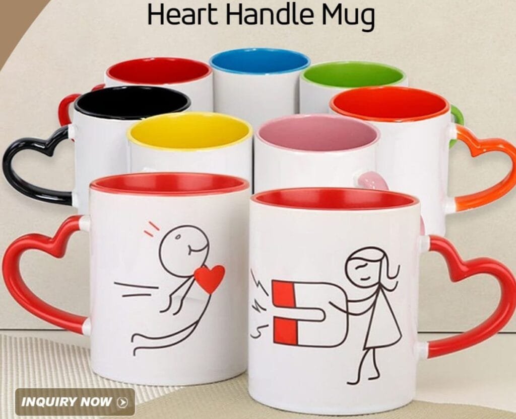 Sublimation Inner Color Heart Handle Mug