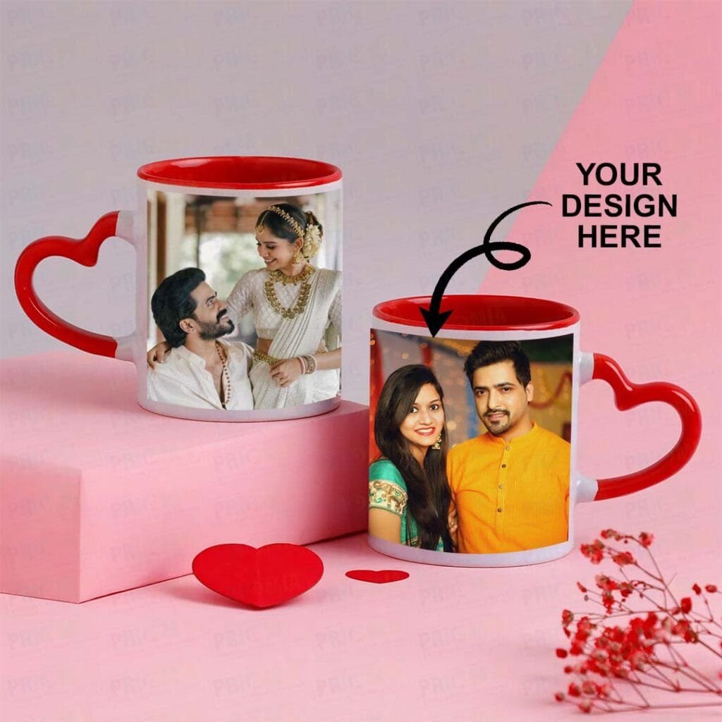 Sublimation Inner Color Heart Handle Mug