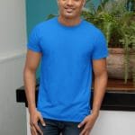 Cotton Sky Blue Solid T-Shirt