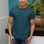 Cotton Petrol Blue Solid T-Shirt