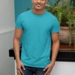 Cotton Lite Blue Solid T-Shirt
