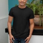 Cotton Black Solid T-Shirt