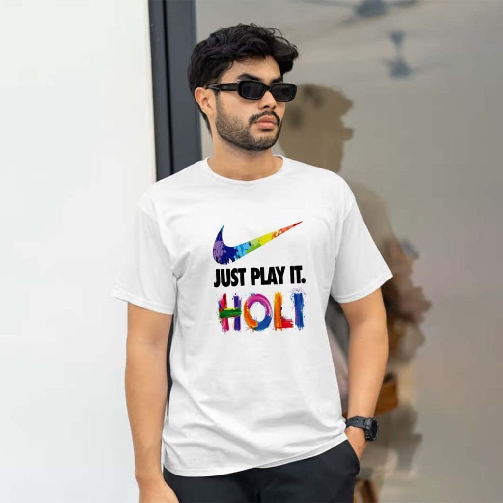 Just Play it Holi Printed T-Shirt