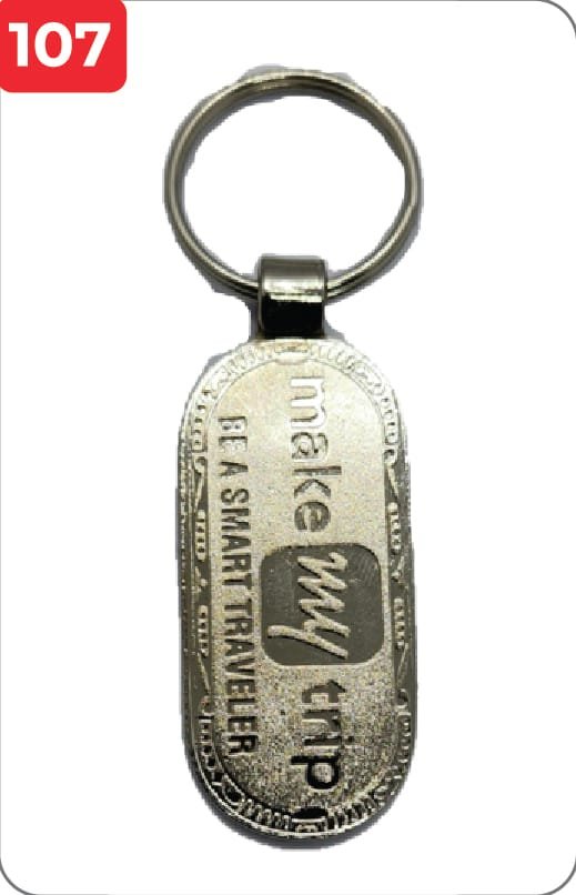 Printed Make My Trip Metal Keychain