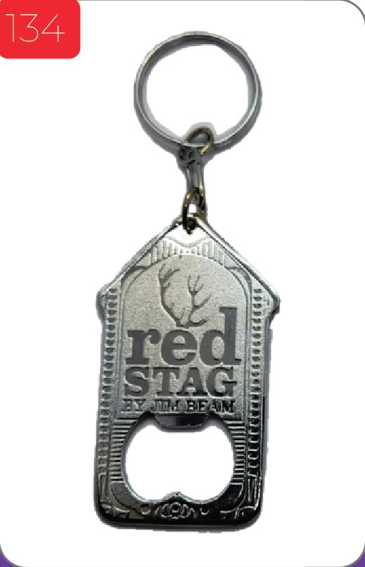 Printed Red Stag Metal Keychain